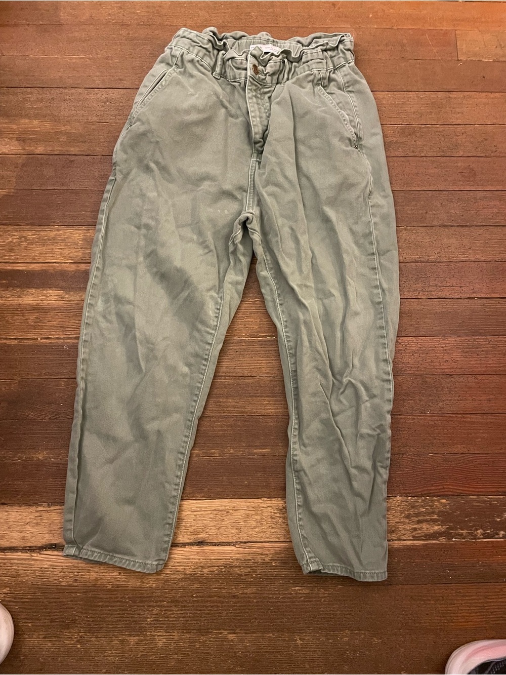 Zara Olive Denim Cargo Pants sz 8